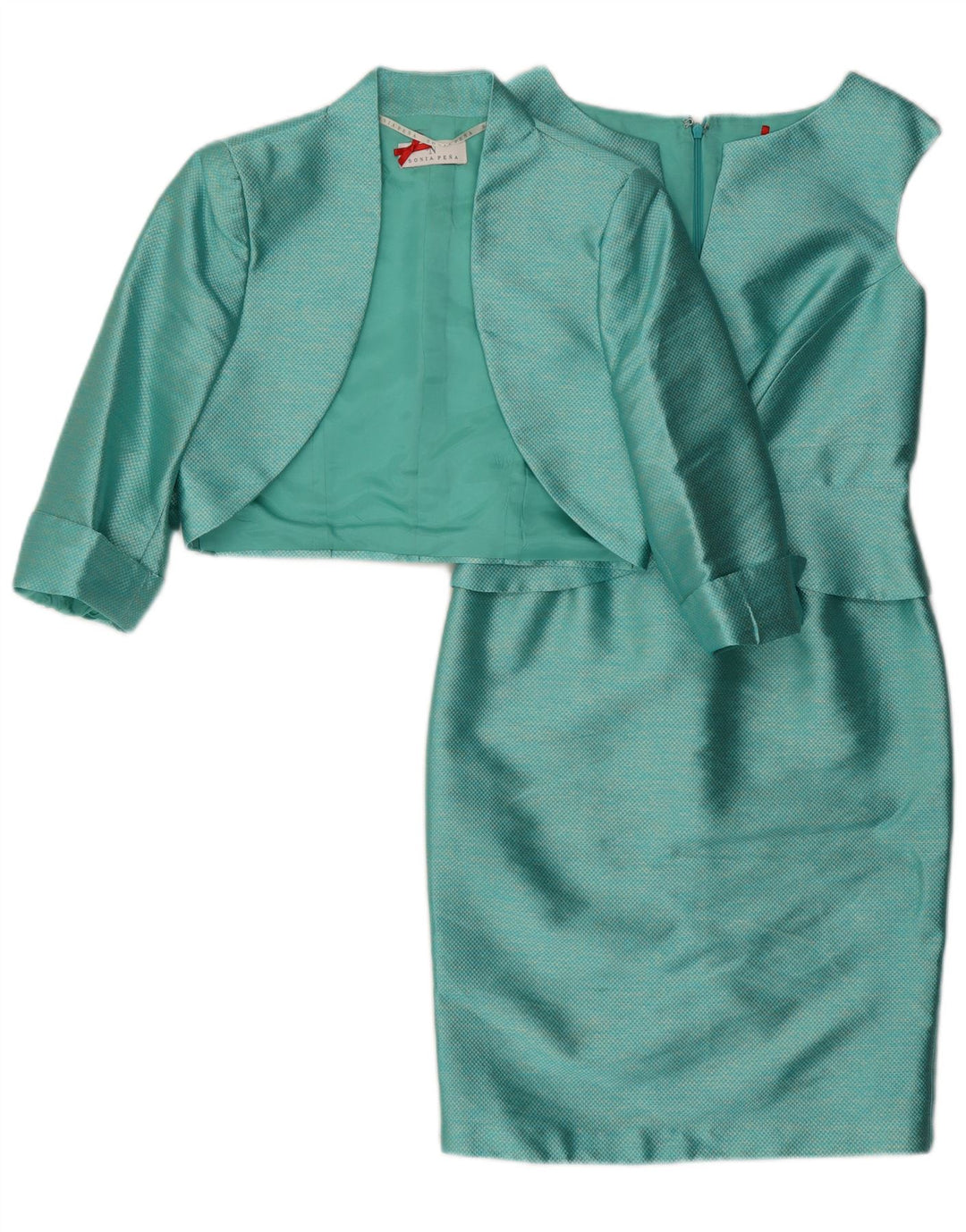 Conjunto feminino de 2 peças US 8 poliéster turquesa médio