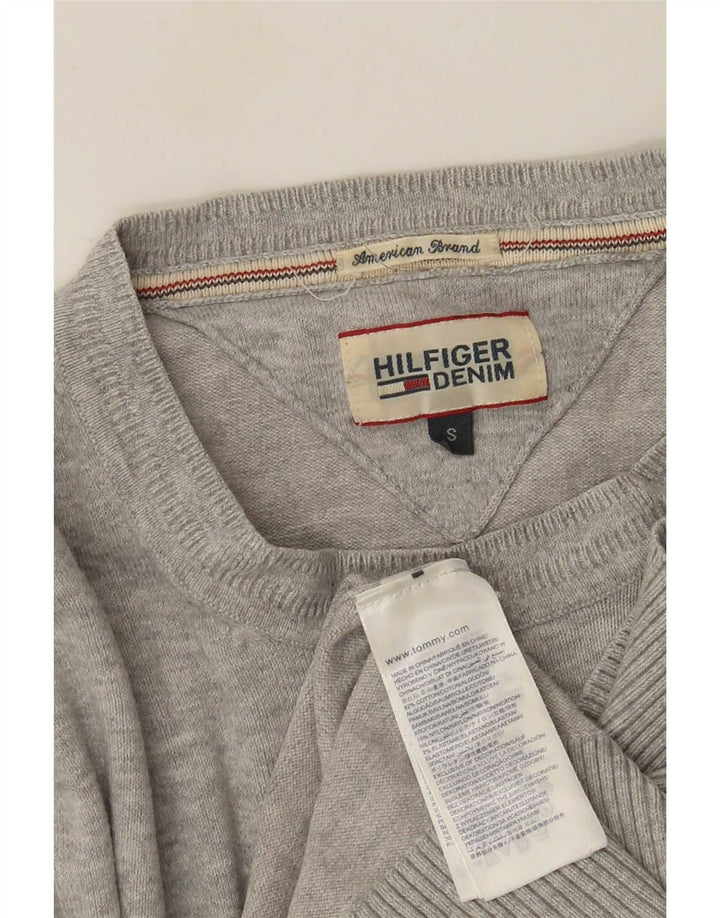 Suéter masculino Tommy Hilfiger regular fit com gola redonda, pequeno algodão cinza