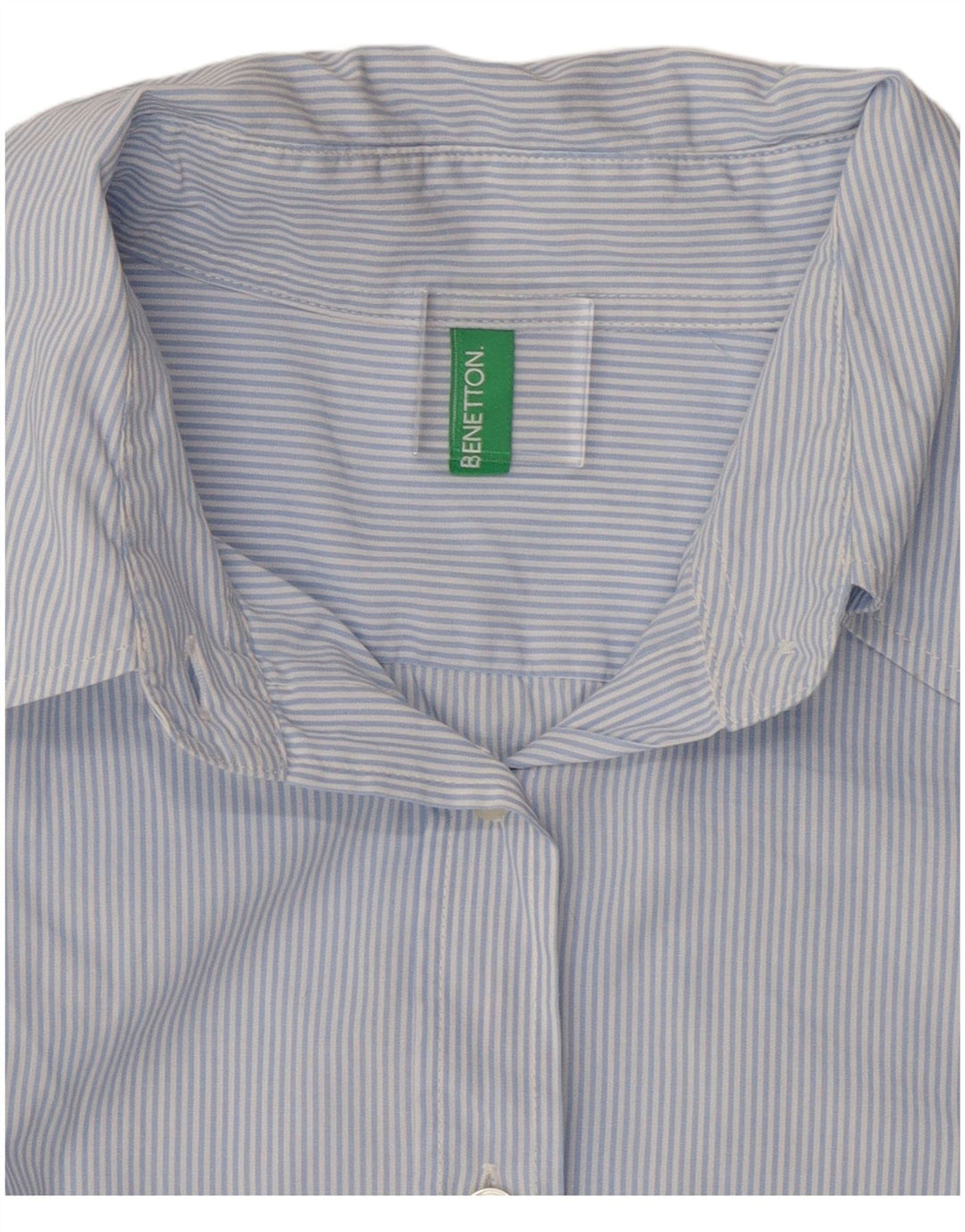 Camisa feminina Benetton UK 12 listrada azul média