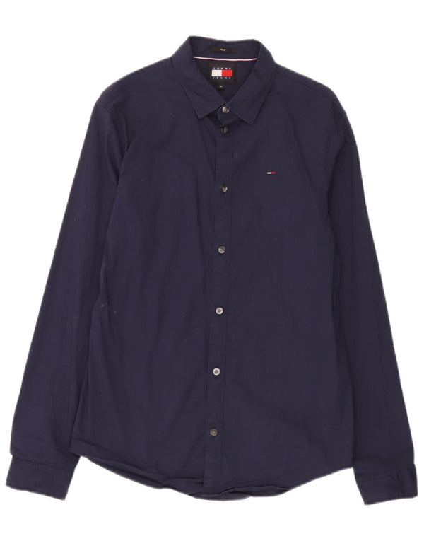 Camisa Slim Masculina Tommy Hilfiger Médio Algodão Azul Marinho