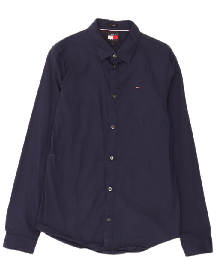 Camisa Slim Masculina Tommy Hilfiger Médio Algodão Azul Marinho