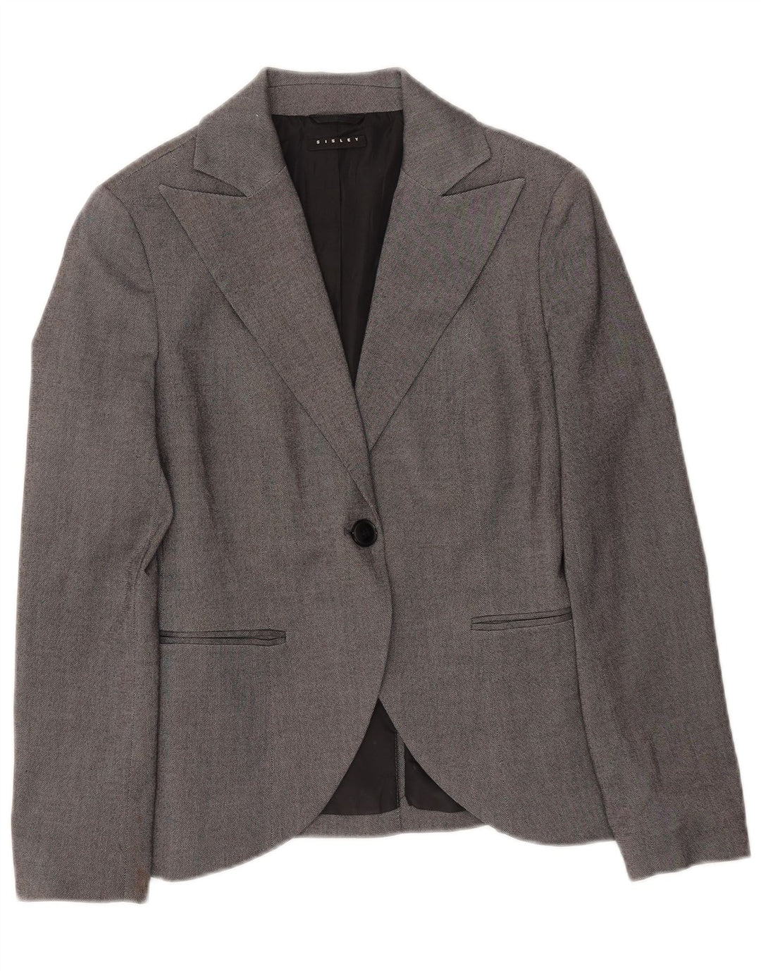 Jaqueta Blazer Sisley Feminina com 1 Botão Reino Unido 8 Pequena Cinza