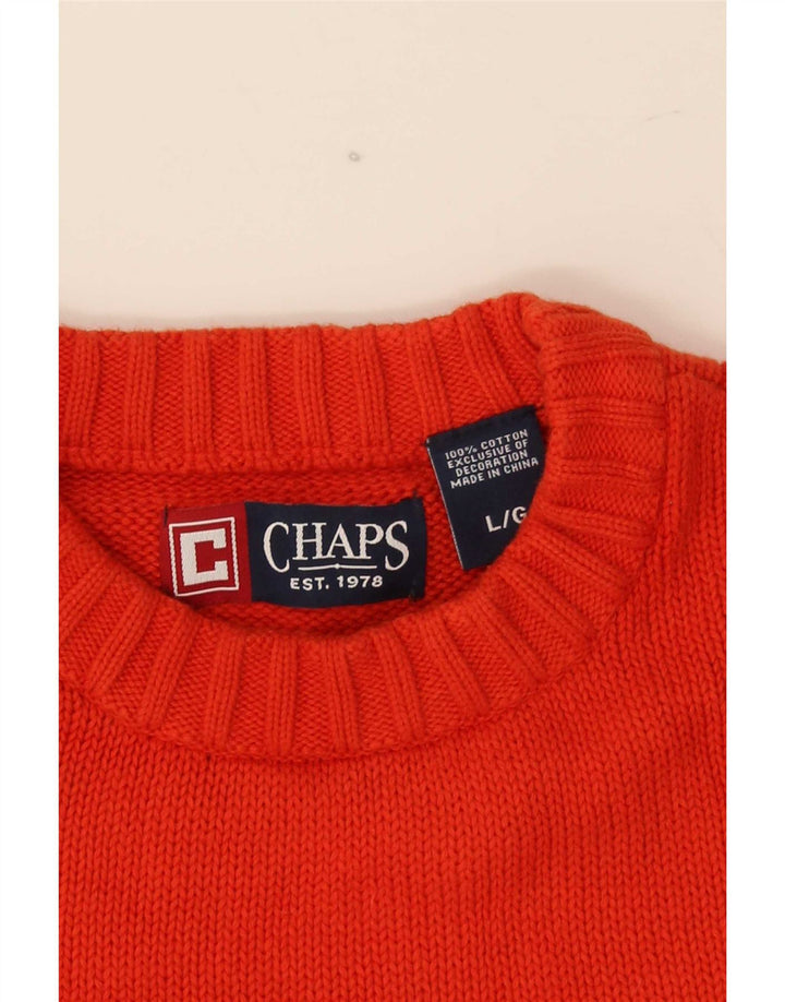 Suéter masculino Chaps com gola redonda e algodão laranja grande