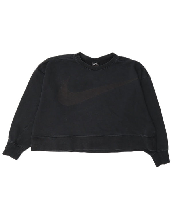 Nike Womens Dri Fit Crop Graphic Moletom Jumper Reino Unido 16 Grande Azul Marinho
