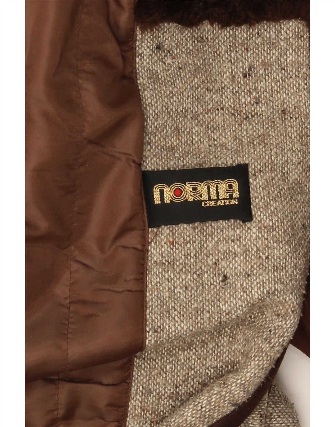 Sobretudo feminino Norma UK 10 pequeno bloco colorido bege poliacrílico