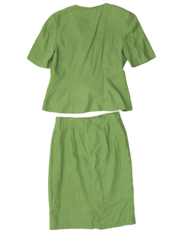 Conjunto de saia feminina Luisa Spagnoli com 3 botões e 2 peças IT 44 médio W30 verde