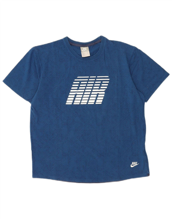 Camiseta masculina Nike Air Graphic Top de algodão geométrico azul médio