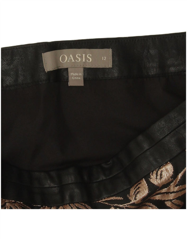 Minissaia feminina Oasis Reino Unido 12 média W30 preta floral