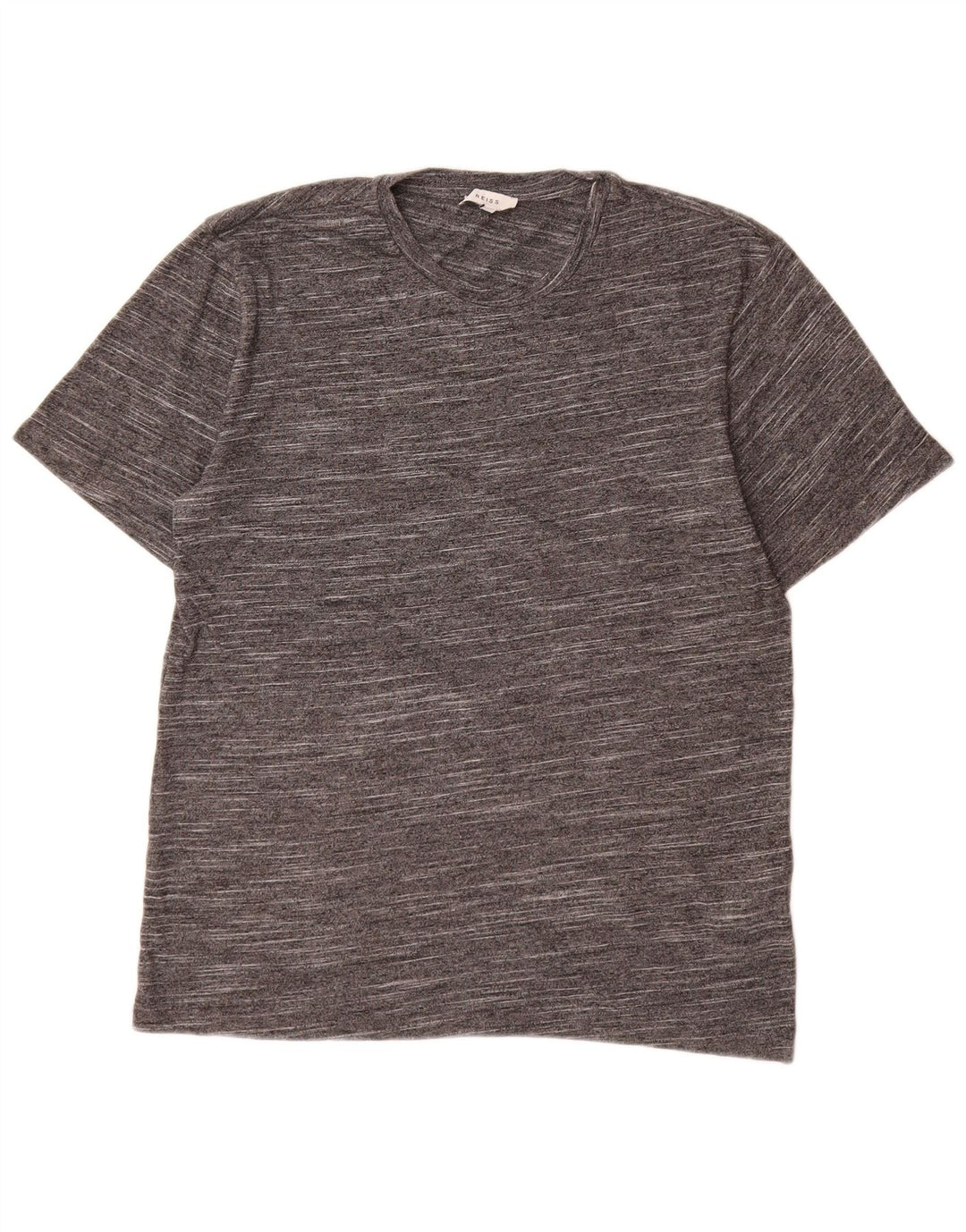 Camiseta masculina Reiss Top algodão manchado cinza médio