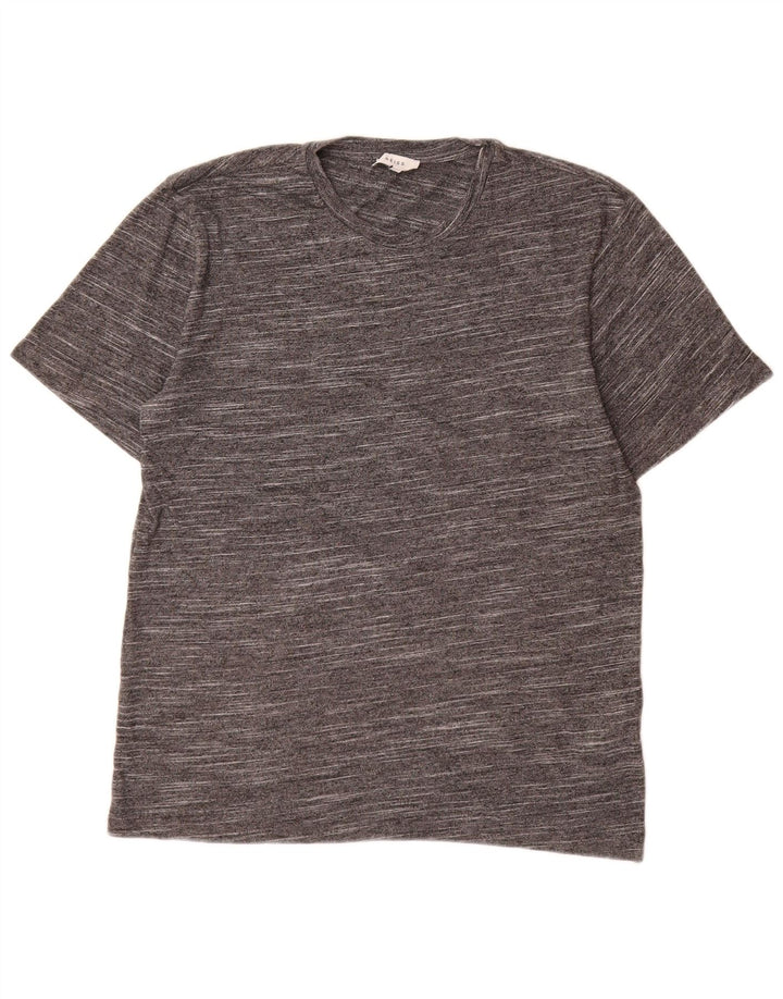 Camiseta masculina Reiss Top algodão manchado cinza médio