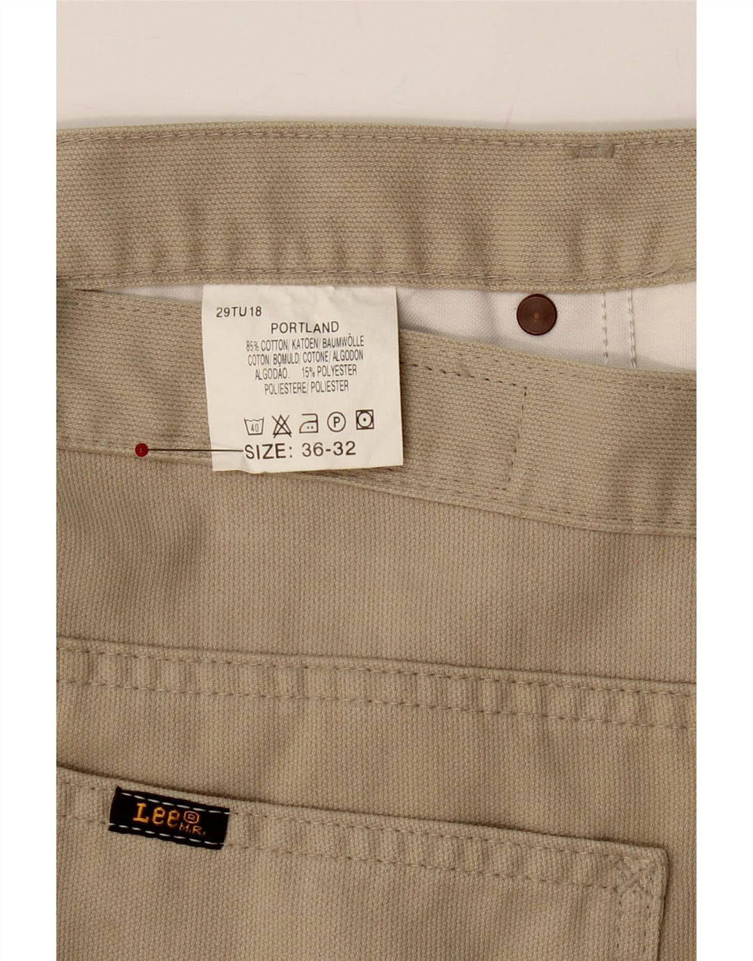 LEE Mens Straight Casual Trousers W36 L32 Beige Cotton Vintage Lee and Second-Hand Lee from Messina Hembry 