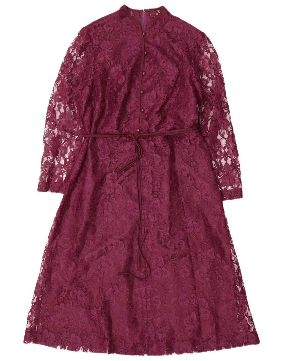 ESCO Vestido feminino de manga comprida evasê IT 46 grande roxo floral poliéster