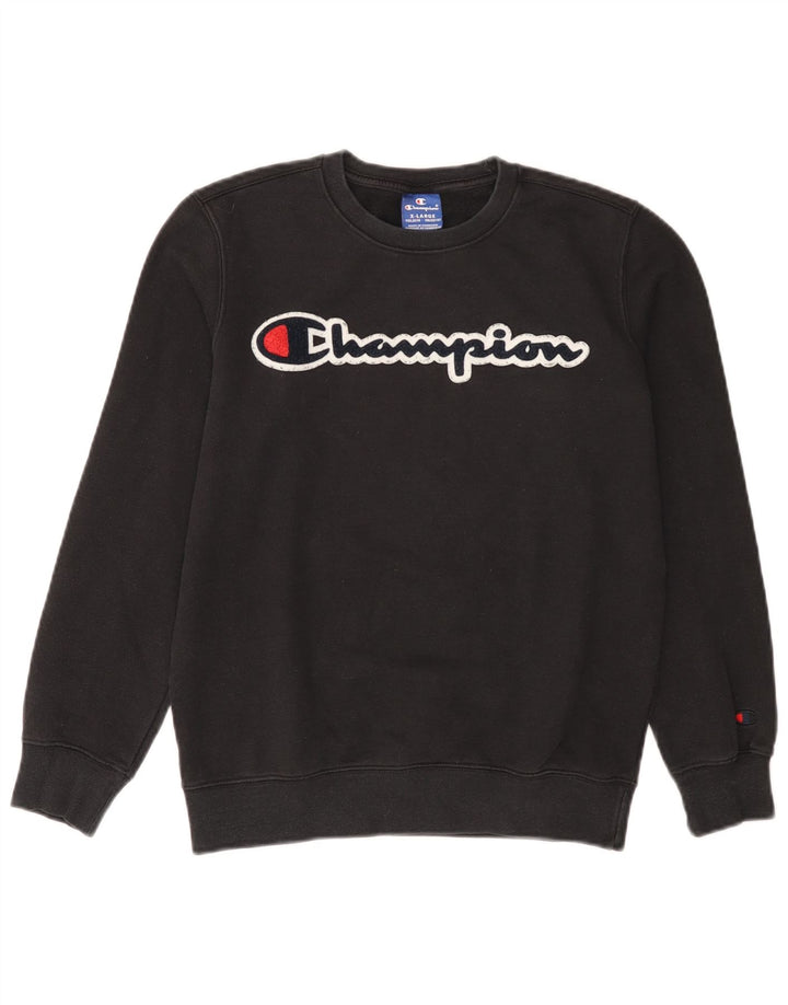 CHAMPION Boys Graphic Sweatshirt Jumper 13-14 Anos XL Preto