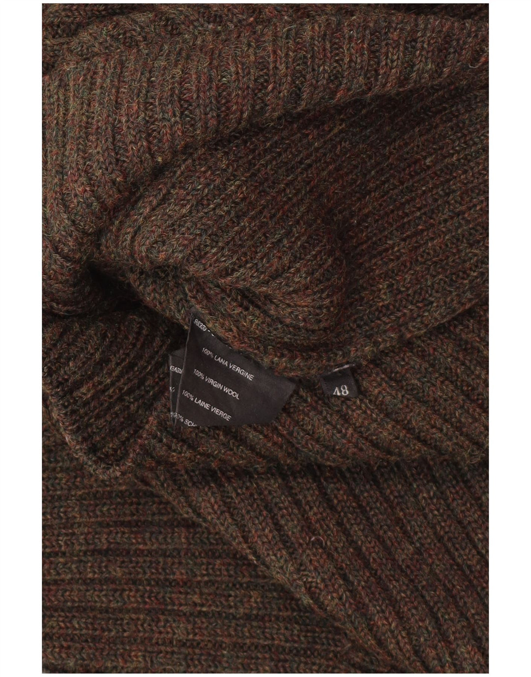 Suéter feminino PRADA com zíper e gola IT 48 XL lã virgem marrom