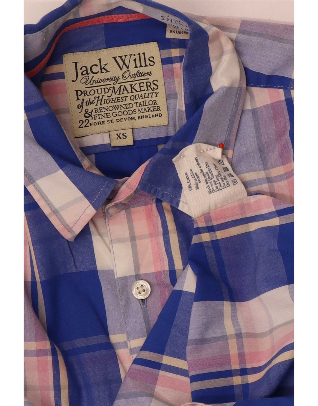 Camisa masculina Jack Wills XS azul xadrez algodão