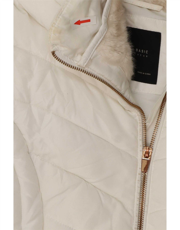 Jaqueta acolchoada feminina Zara UK 14 grande branca