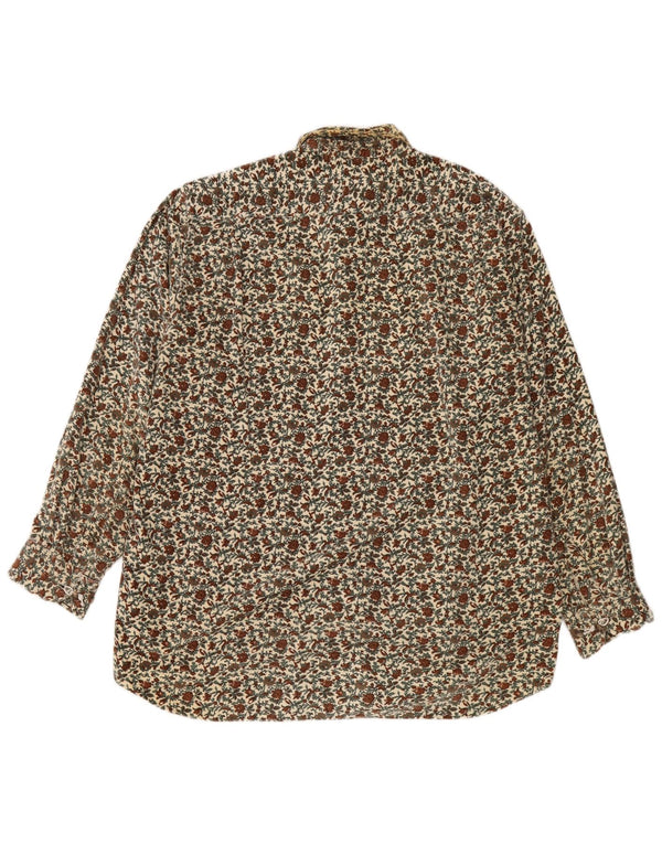 Camisa masculina vintage de veludo cotelê de algodão floral médio multicolorido
