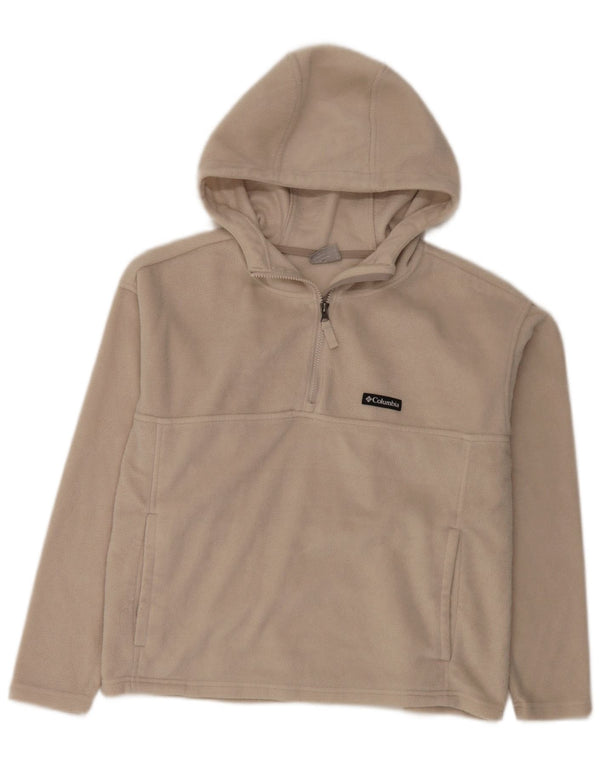 Columbia Suéter de lã feminino oversized com capuz e gola com zíper Reino Unido 10 pequeno bege