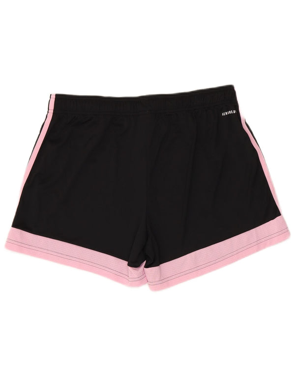 Adidas Womens Aeroready Sport Shorts UK 16/18 Grande Preto Colorblock