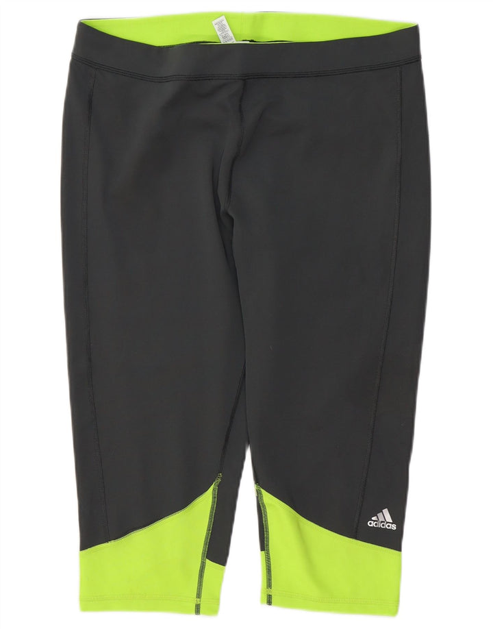 ADIDAS Womens Climalite Capri Leggings UK 20/22 XL Cinza Colorblock