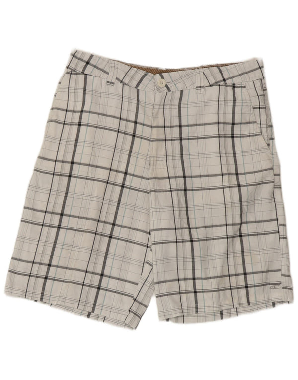 O'Neill Mens Chino Shorts W33 Poliéster Xadrez Branco Médio