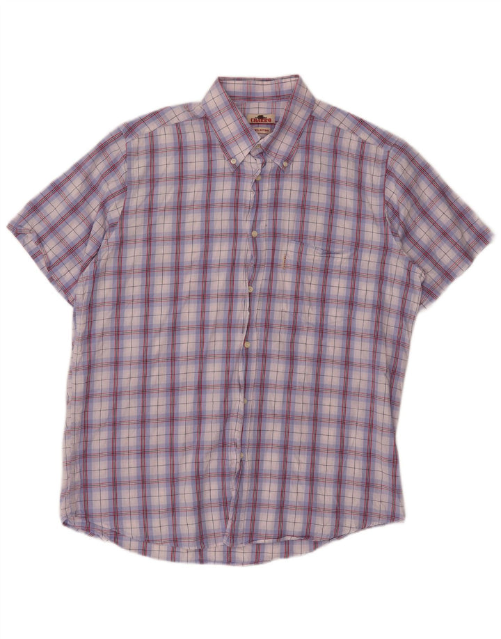 Camisa masculina de manga curta Charro XL roxo xadrez algodão