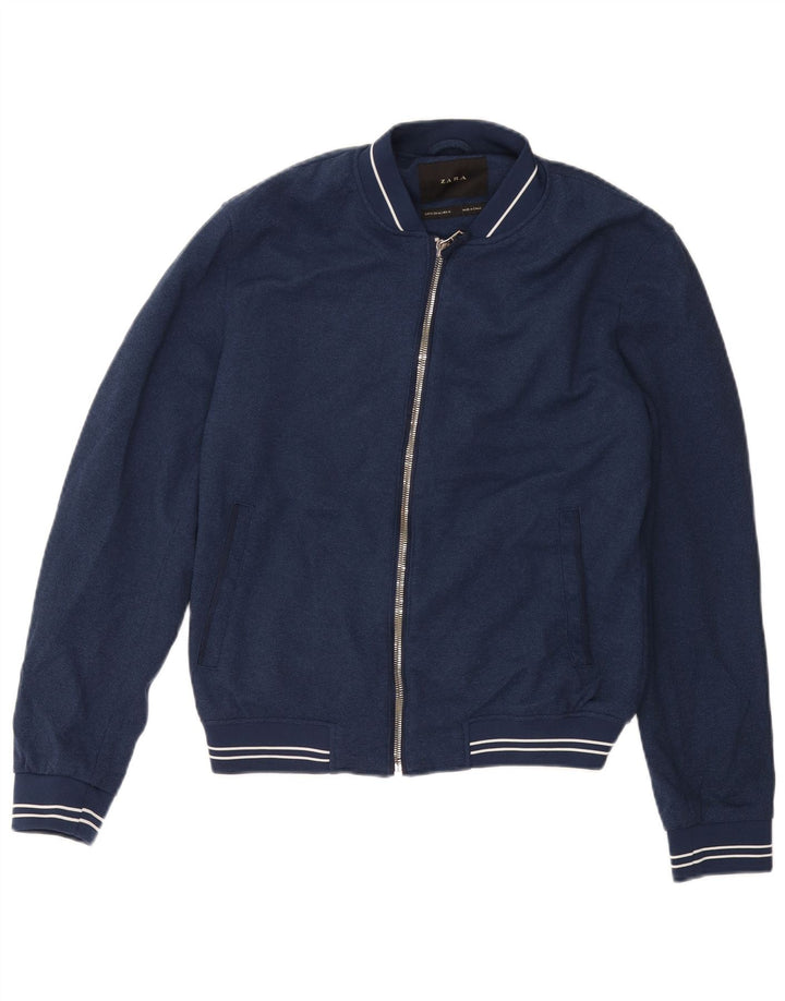 Jaqueta bomber masculina ZARA UK 38 azul marinho médio