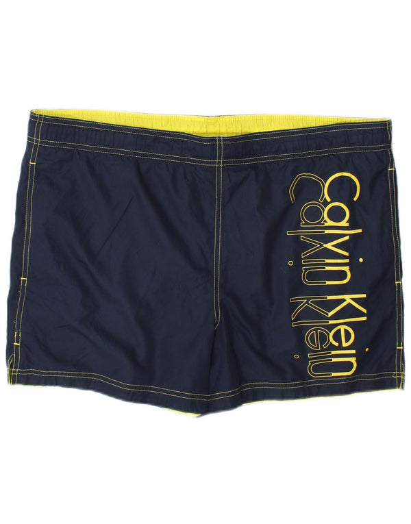 Calções de banho masculinos Calvin Klein Graphic azul marinho médio poliéster