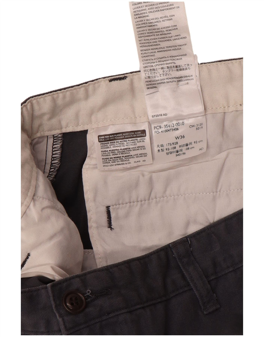 Dockers Mens Chino Shorts W36 Grande Algodão Cinza