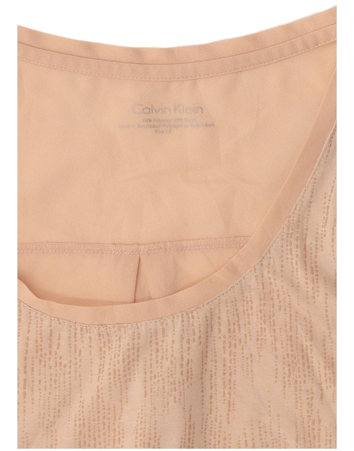 Colete feminino Calvin Klein Top UK 10 pequeno poliéster manchado rosa