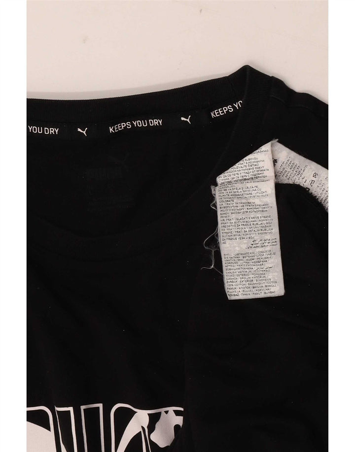 Puma Mens Graphic T-Shirt Top Grande Algodão Preto