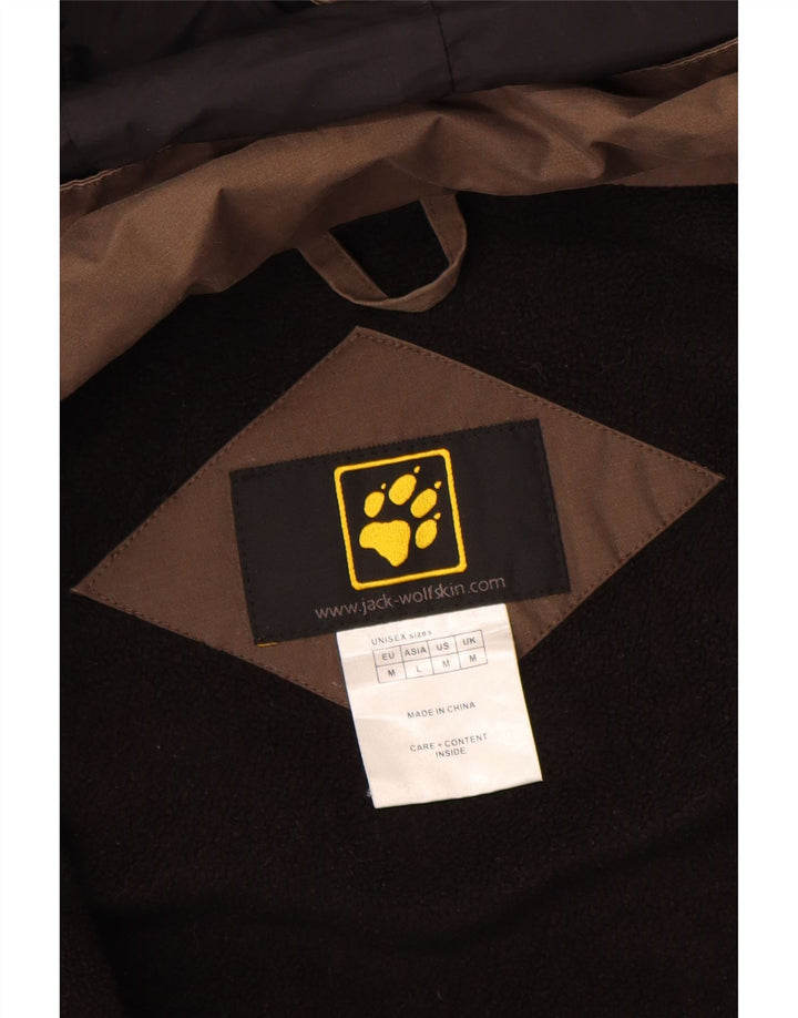 Jaqueta corta-vento masculina Jack Wolfskin com capuz Reino Unido 38 bloco colorido marrom médio