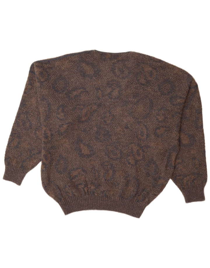 Suéter masculino MARCCAIN com decote em V XL de lã geométrica marrom