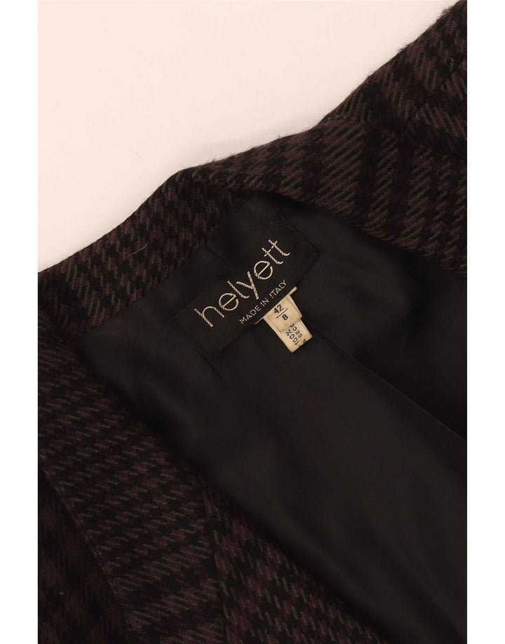 Jaqueta blazer feminina Helyett com 1 botão IT 42 lã houndstooth marrom médio