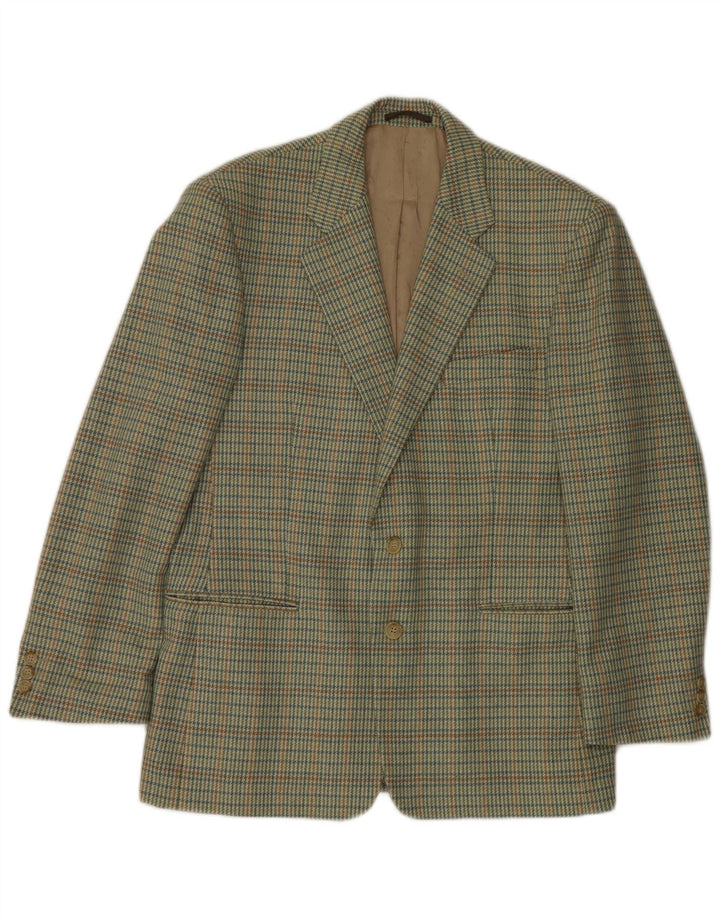 Jaqueta blazer masculina Lebole com 2 botões IT 50 grande lã houndstooth verde