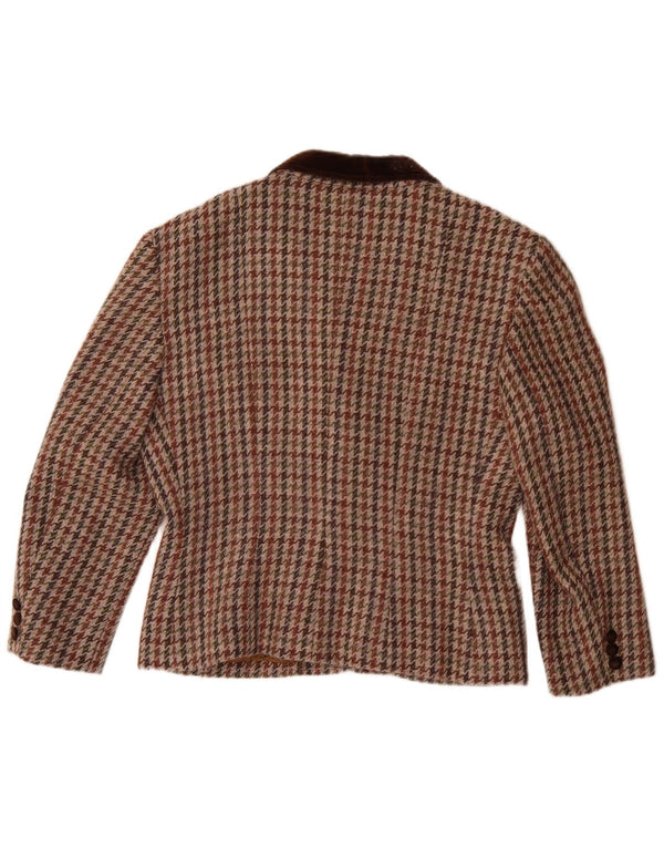 Jaqueta blazer feminina vintage com 5 botões IT 46 grande houndstooth multicolorido