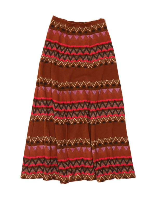 Saia feminina VINTAGE maxi larga IT 42 médio W30 multicolorido geométrico