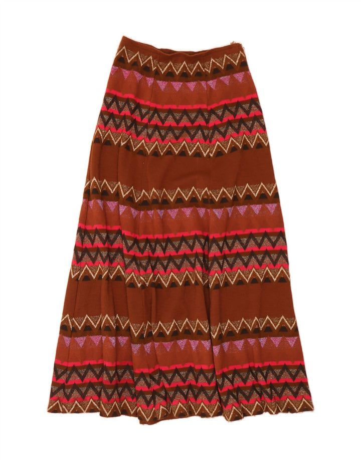 Saia feminina VINTAGE maxi larga IT 42 médio W30 multicolorido geométrico