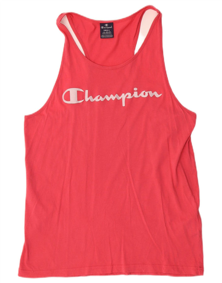 CHAMPION Mens Colete Gráfico Top Pequeno Algodão Rosa