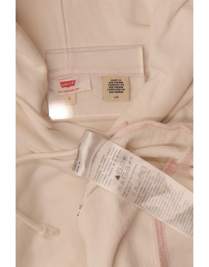 Suéter com capuz feminino LEVI'S UK 16 grande algodão branco