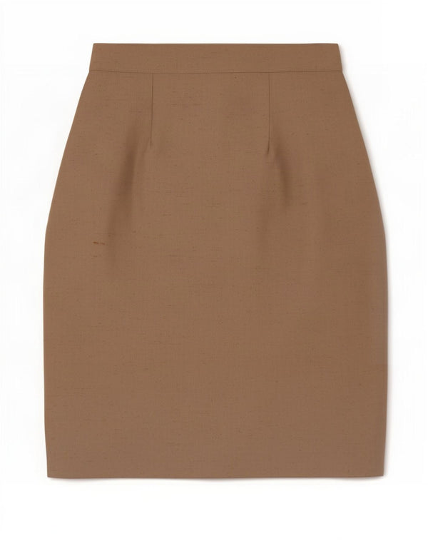 Saia lápis feminina vintage pequena W26 Khaki poliéster
