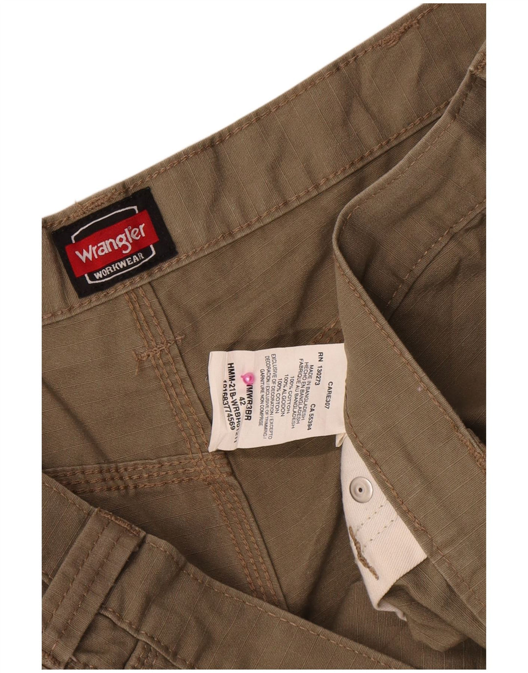 Shorts cargo masculino Wrangler W42 2XL algodão cáqui