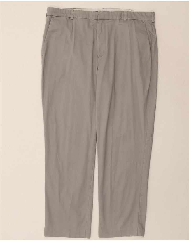 Calça chino reta masculina IZOD W38 L30 algodão cinza