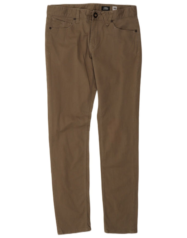 Calça Chino Masculina Vorta Tapered Slim Volcom W30 L32 Algodão Cáqui