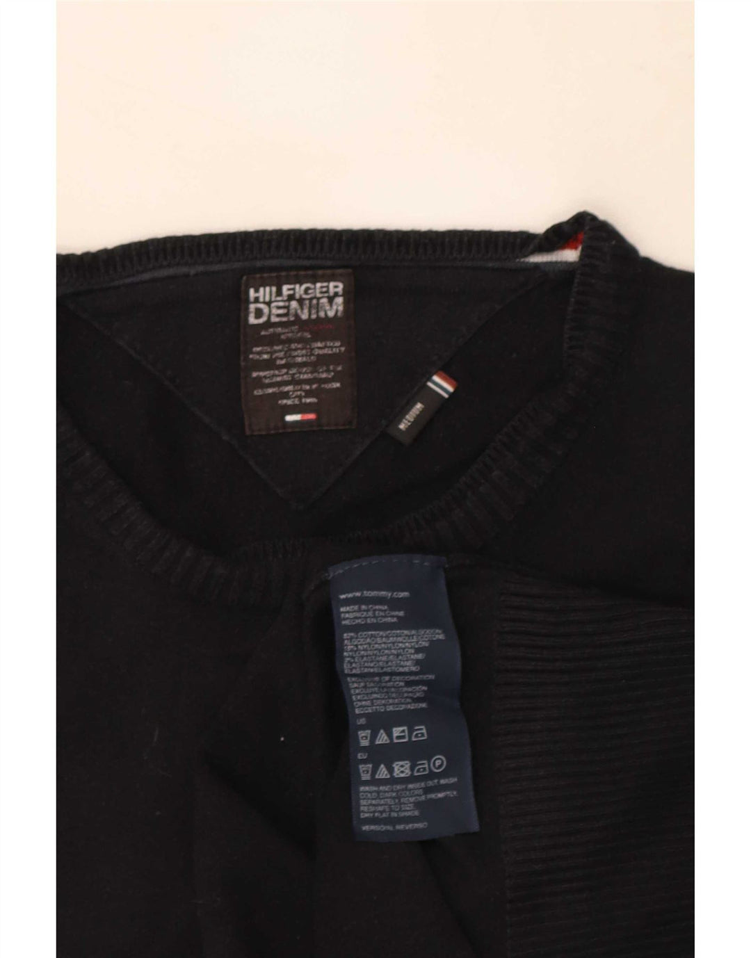 Suéter masculino Tommy Hilfiger com gola redonda, algodão preto médio