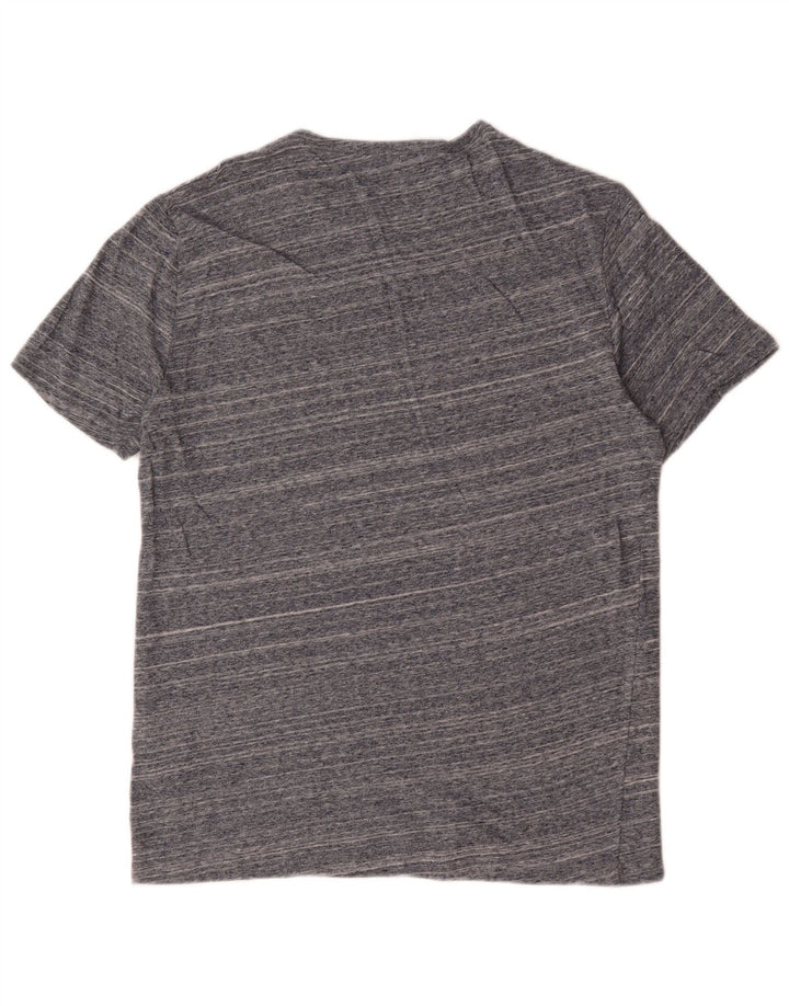 Camiseta masculina Reiss Top algodão listrado cinza médio