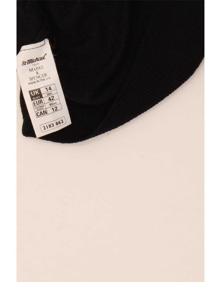 Suéter feminino Marks & Spencer com gola redonda e gola redonda Reino Unido 14 grande lã preta