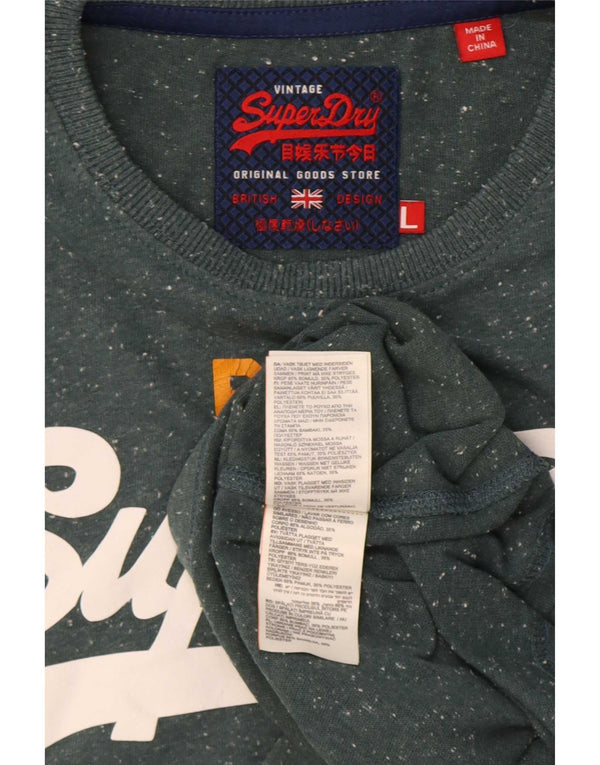Camiseta gráfica masculina Superdry Top grande algodão manchado verde
