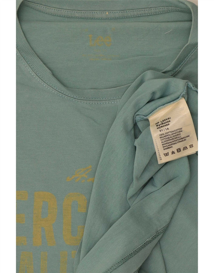 Lee Camiseta masculina gráfica Top médio algodão turquesa