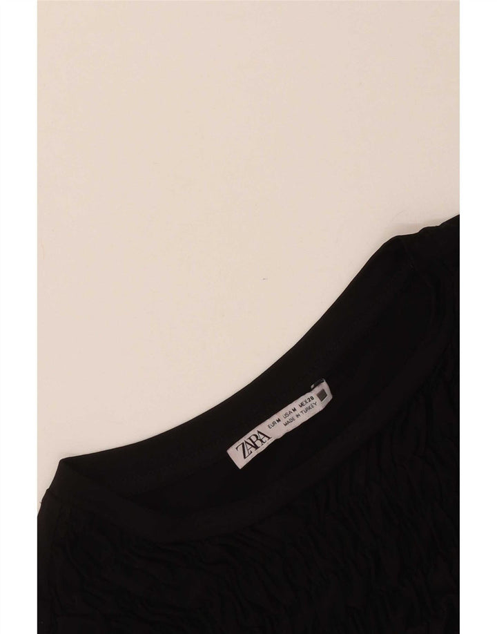 Vestido maxi feminino de manga comprida Zara UK 12 médio preto
